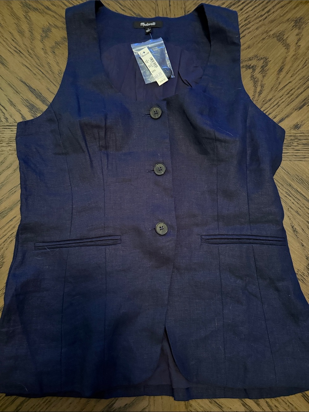 Madewell Deep Navy Button-Up Tailored Vest